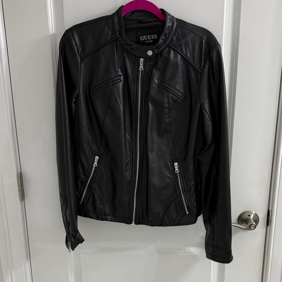 Guess Jackets & Blazers - Guess Women's Sleek Black Faux Leather Jacket